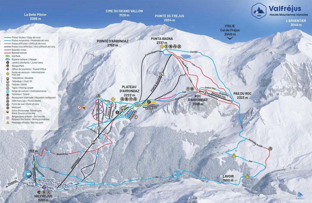 plan des pistes Valfréjus